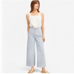 Everlane High-Rise Wide Leg Cropped Pants Light Blue/Gray Size 8